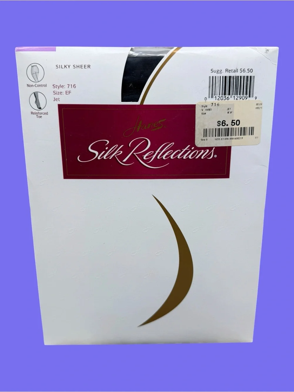 Hanes Silk Reflections Silky Sheer Non-Control Panty Pantyhose 716 EF Jet Black